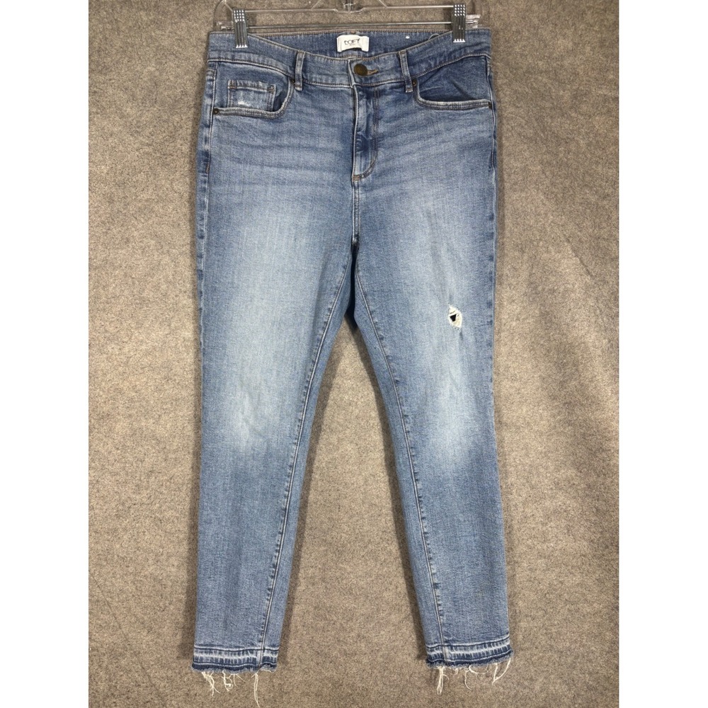 Loft Outlet Womens Skinny Ankle Jeans Size 8 Medium Wash‎ Raw Hem Distressed